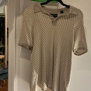 Men's Beige Patterned Polo Shirt